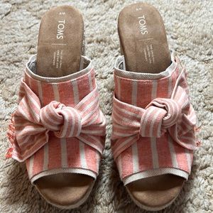 Orange and white Toms wedge heels